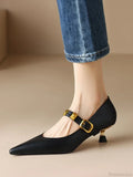 Fashion Fall Pointed Shallow Mouth Rivets Professional Temperament Low Heel Pump