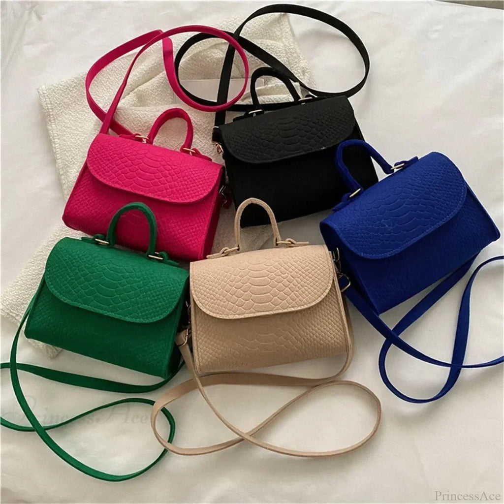 Fashion Felt Crocodile Embossed Crossbody Handbag