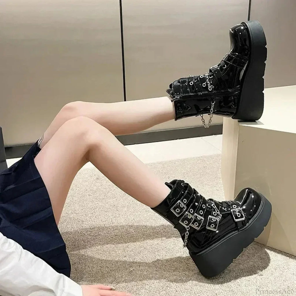 Fashion Large Size Gothic Motorcycle Elevated Boot