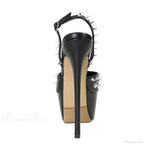 Fashion Metal-Rivet Back-Buckle Platform Sandals Sexy Peep-Toe Stripper Wedding Banquet High Heel