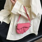 Fashion Mini Handbag Zipper Messenger Saddle Solid Color Bag