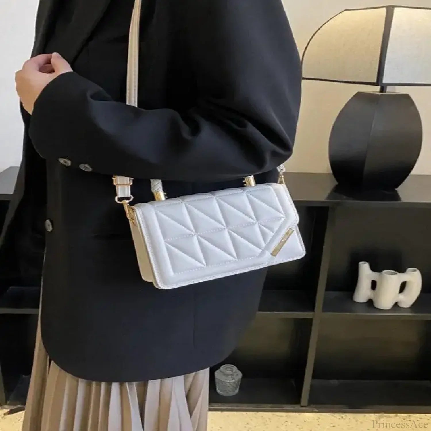 Fashion Plaid PU Leather Small Square Crossbody Handbag