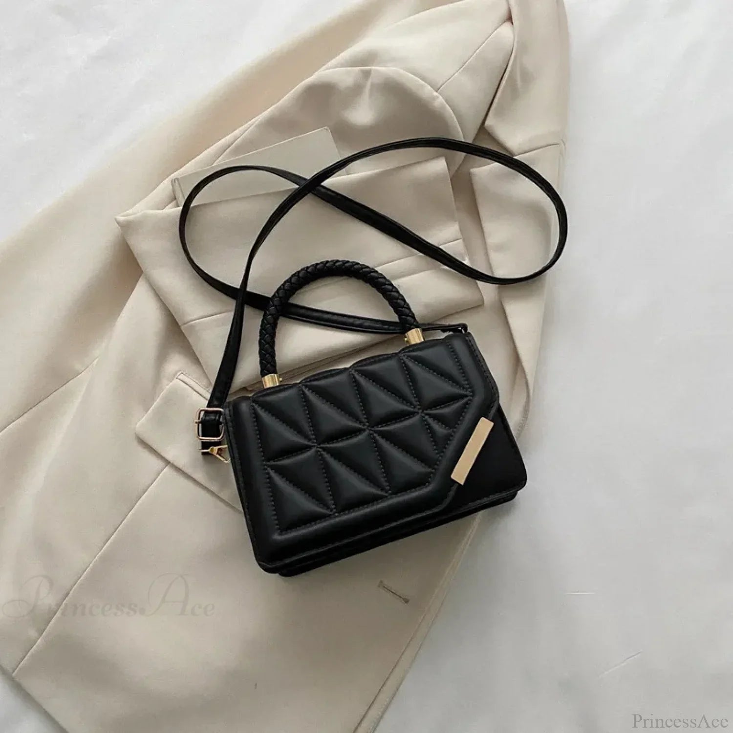 Fashion Plaid PU Leather Small Square Crossbody Handbag