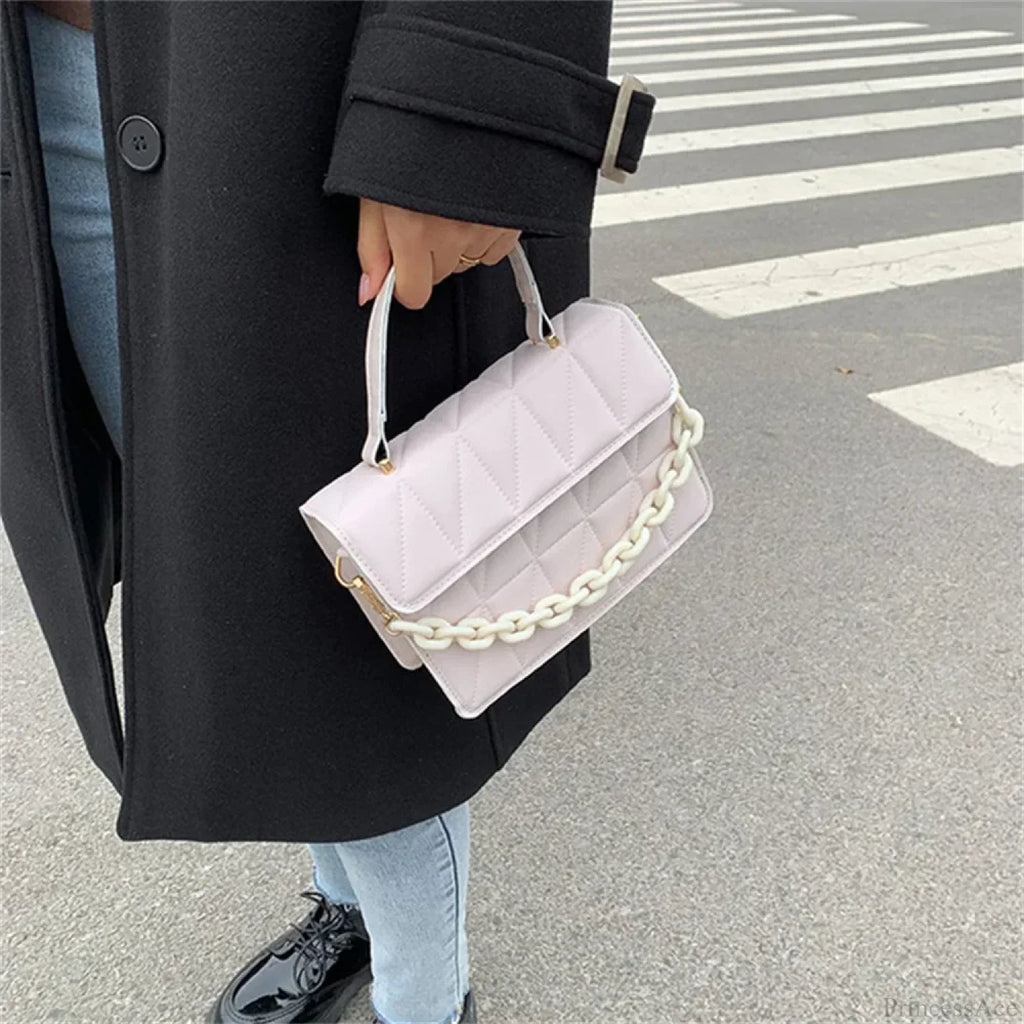 Fashion PU Leather Square Crossbody Handbag