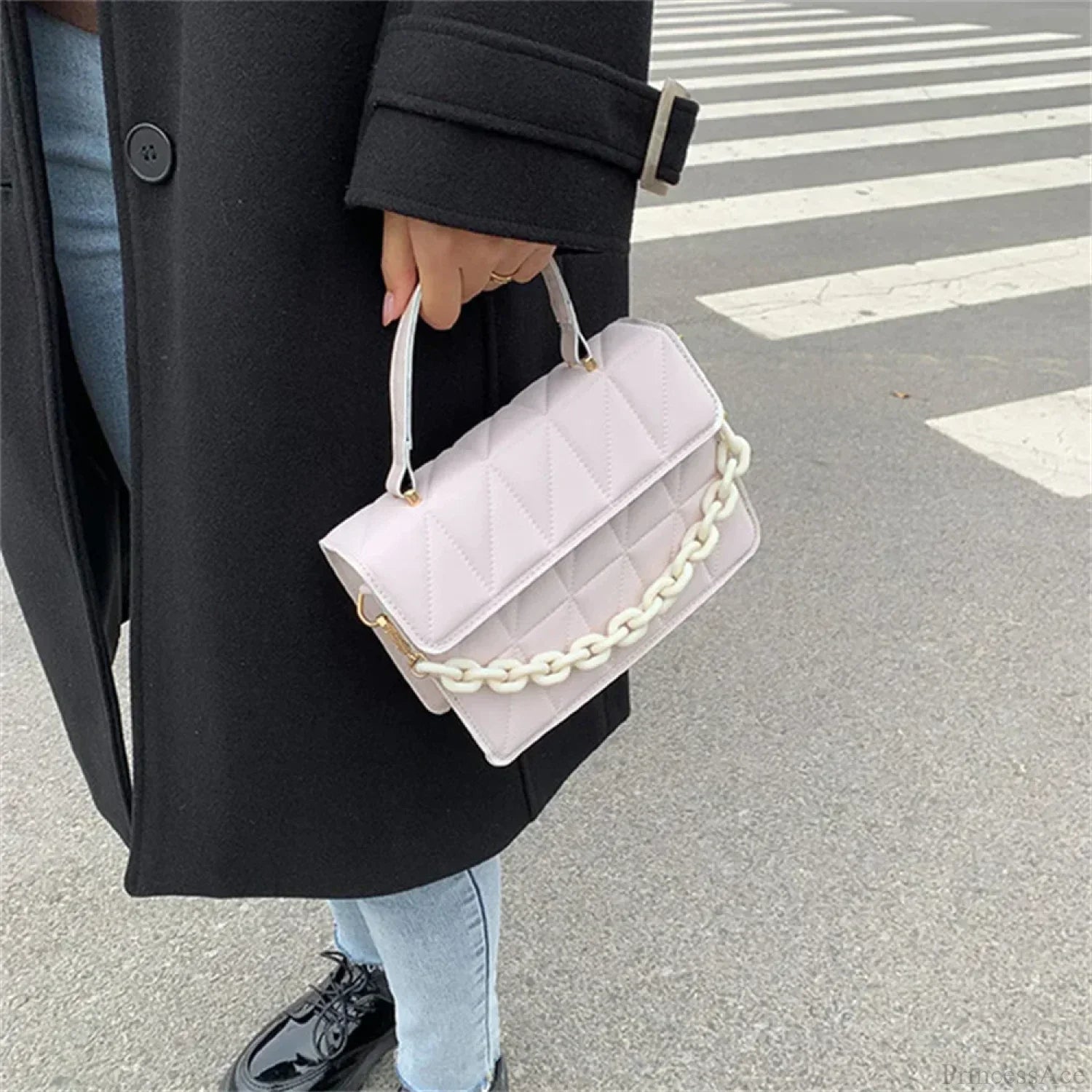 Fashion PU Leather Square Crossbody Handbag
