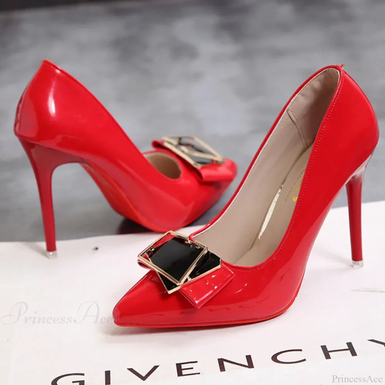 Fashion Sexy Pointed Toe Shallow Mouth Red Bottom High Heels Office Black Heels Plus Size High Heel