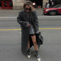 Faux Fur Lace-Up Patchwork Overcoat