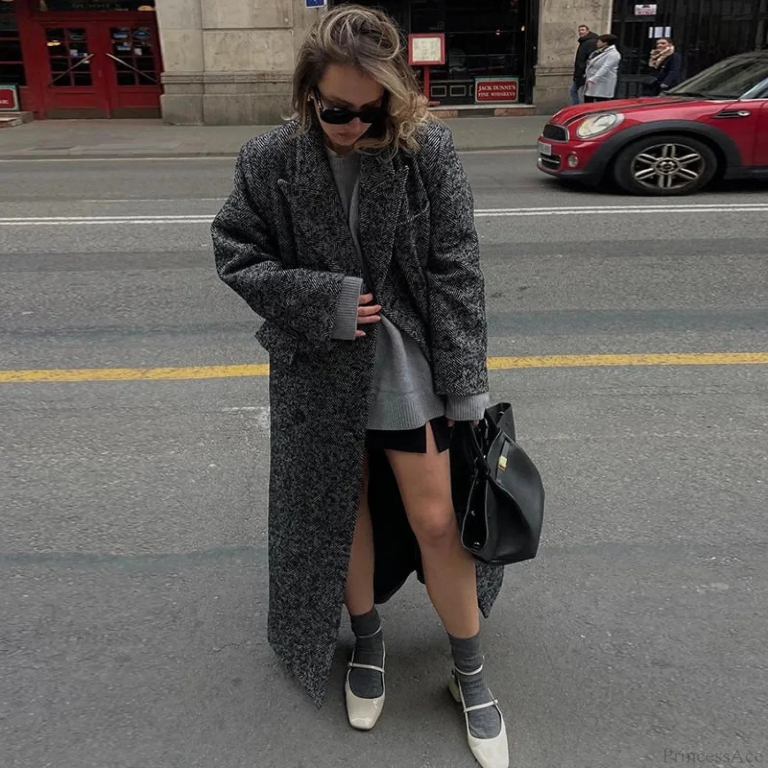 Faux Fur Lace-Up Patchwork Overcoat