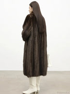 Faux Fur Lapel Pit Fabric Drape Overcoat