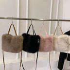 Faux Fur Plush Bucket Tote Winter Crossbody Shoulder Handbag