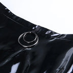 Faux Leather Hollow Out Skirt