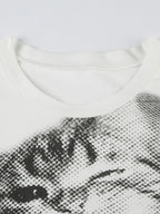 Cat Print Short Sleeve Tee