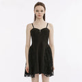 Sweetheart Neck Lace Panel Fit And Flare Gothic Mini Dress