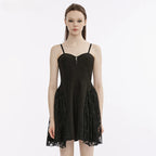 Sweetheart Neck Lace Panel Fit And Flare Gothic Mini Dress