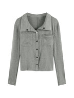 Metal Button Polo Neck Knit