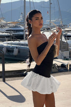 Fall Chic Elegant Strapless Peplum Mini Party Dress