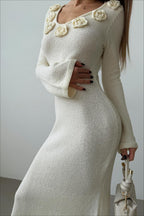 Long Sleeve Floral Maxi Sweater Dress