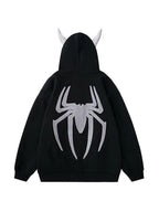 Street Spider Embroidered Devil Styling Oversized Hoodie