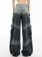 Loose slim gradient design Cargo Jeans