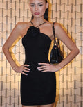 Halter Neck Rosette Detail Bodycon Mini Dress