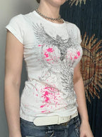 Gothic Print Splash Ink Design Short Sleeve Tee
