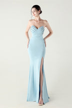 Strapless Sweetheart Pleated Party Dress