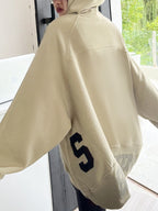 Letter Print Kangaroo Pocket Oversized Hoodie