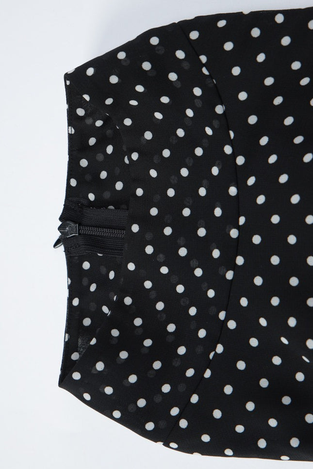 Black Halter Neck Polka Dot Ruffle Tiered Bubble Hem Mini Dress