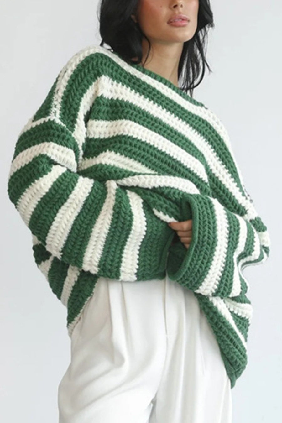 Striped Knit Casual Loose Sweater
