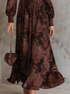 | Paisley Zip-Neck Midi Dress