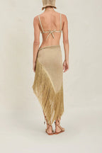 Metallic Tassel Scarf: Perfect for A Luxurious Halter Top or A Belted Skirt