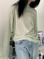 Plain Crewneck Casual Thin Long Sleeve Knits