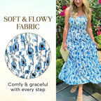 Floral Print Smocked Bodice Spaghetti Strap Tiered Maxi Dress