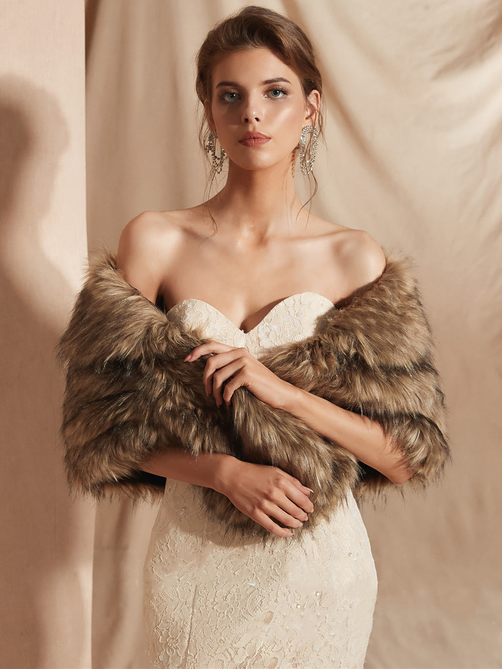 Faux Fur Wedding Wrap Bridal Shawl Winter Warm Cover Ups