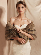 Faux Fur Wedding Wrap Bridal Shawl Winter Warm Cover Ups