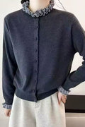 Ruffle Trim Contrast Cardigan