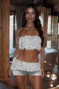 White Sequin Embellished Shorts