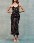 Polka Dot Print Spaghetti Strap Scoop Neck Slip Midi Dress