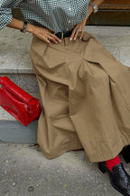 Loose Khaki Maxi Skirt