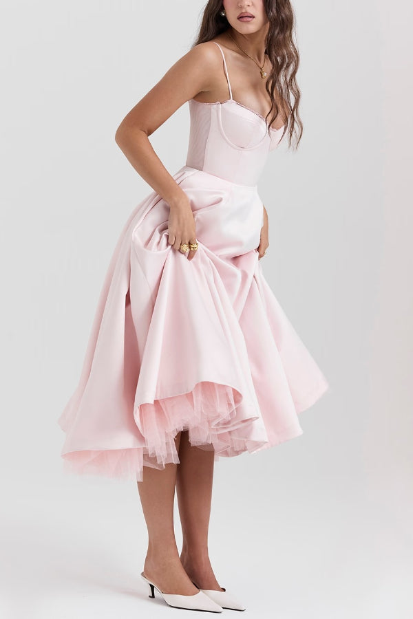 Lorraine Premium Strapless V Neck Sleeveless Tutu Maxi Dress Designer Edit