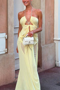 Island Muse Sheer Draped Cutout Maxi Dress