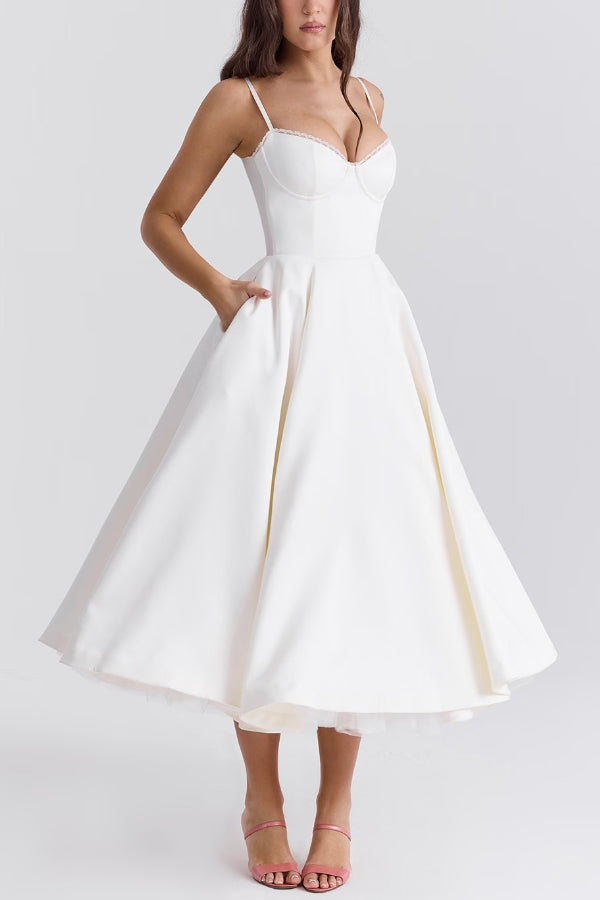 Lorraine Premium Strapless V Neck Sleeveless Tutu Maxi Dress Designer Edit