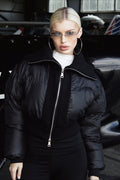 Black Waistband Puffer Jacket