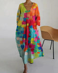 Ursula Statement Colorful Printed V Neck Dress Boutique Collection