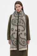 Thick Paisley Jacquard Short Fringe Scarf