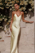 V-Neck Bias Cut Spaghetti Strap Maxi Slip Dress