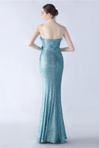 Ostrich Feather Embellished Maxi Dress