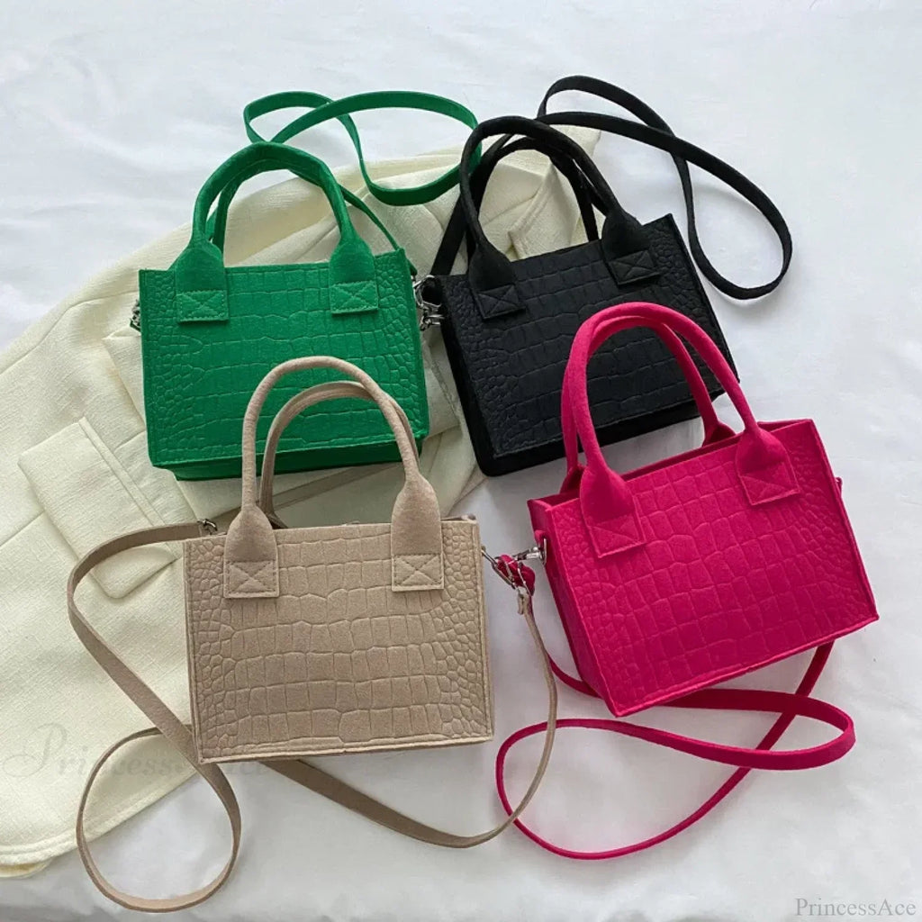 Felt Mini Tote Autumn Winter Small Square Handbag