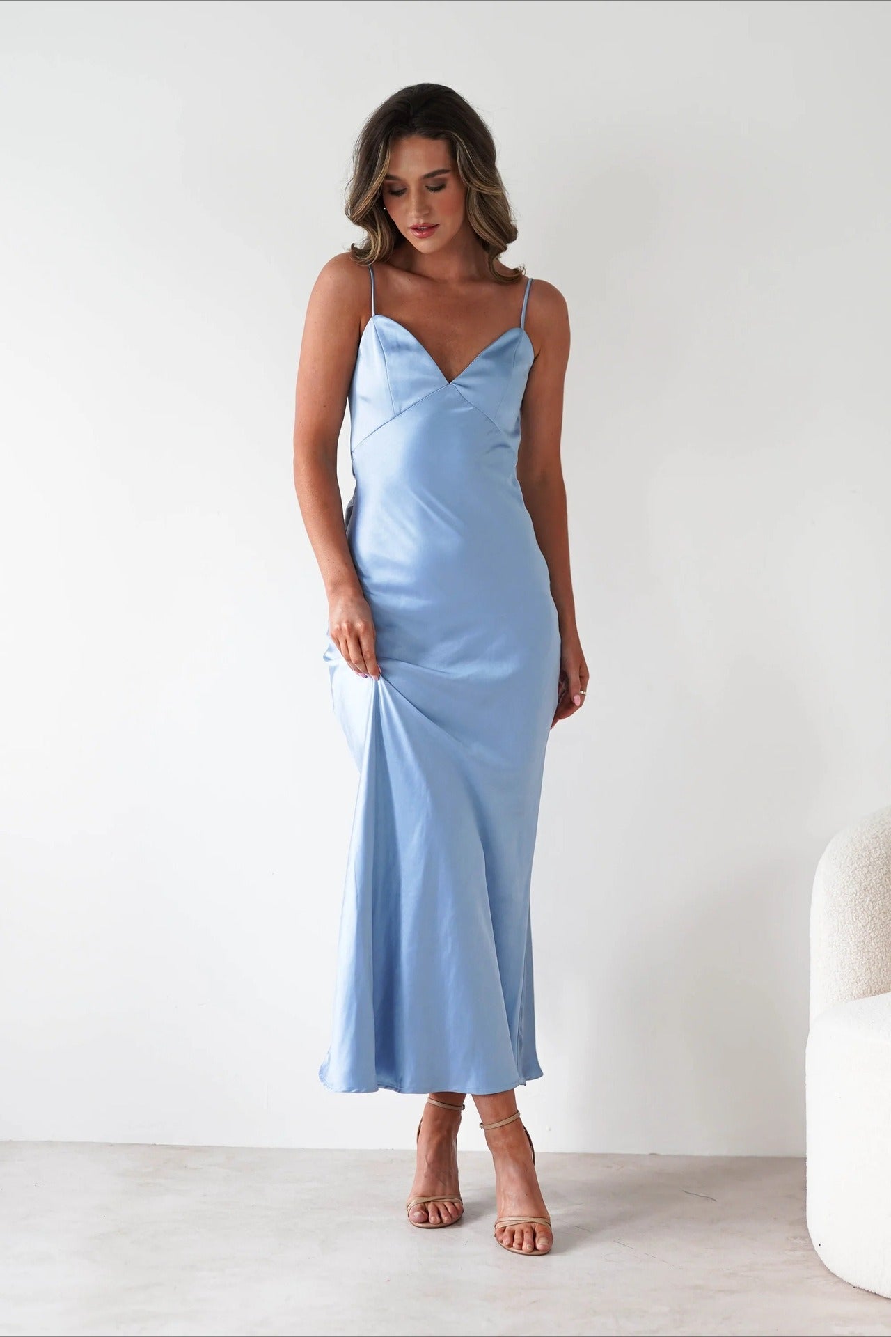 Satin Backless Tie Dress