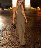 Halter Camis Wide Leg Pant Suit